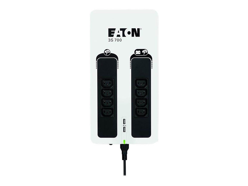 Eaton 3S700I 3S Gen2 UPS IEC 700 VA 420 W Input: C14 Outputs: (4) C13 (4) C13 surge only USB Communication USB charge (2)