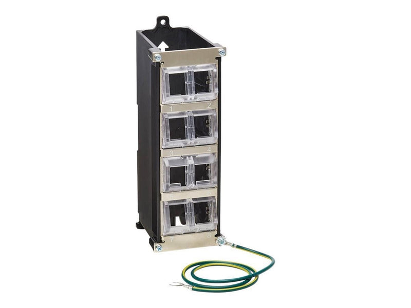 Eaton Tripp Lite Series 8-Port Metal DIN-Rail Mounting Keystone Patch Panel with Grounding Black/Silver TAA