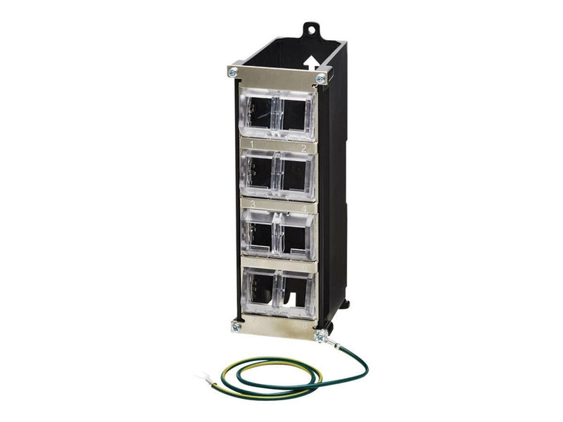 Eaton Tripp Lite Series 8-Port Metal DIN-Rail Mounting Keystone Patch Panel with Grounding Black/Silver TAA