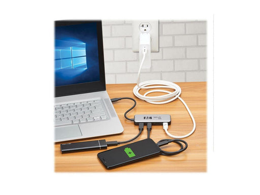 Eaton Tripp Lite series 4-Port USB-C Hub USB 3.2 Gen 2 (10 Gbps) 4x USB-C Ports 100W PD Charging Thunderbolt 3 Compatible Gray USB-Hubs - 4 - Grau
