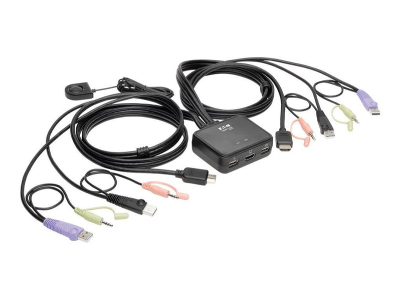Eaton series 2-Port USB/HD Cable KVM Switch with Audio/Video Cables and USB Peripheral Sharing