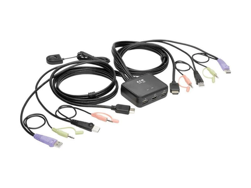 Eaton series 2-Port USB/HD Cable KVM Switch with Audio/Video Cables and USB Peripheral Sharing