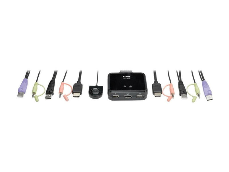 Eaton series 2-Port USB/HD Cable KVM Switch with Audio/Video Cables and USB Peripheral Sharing