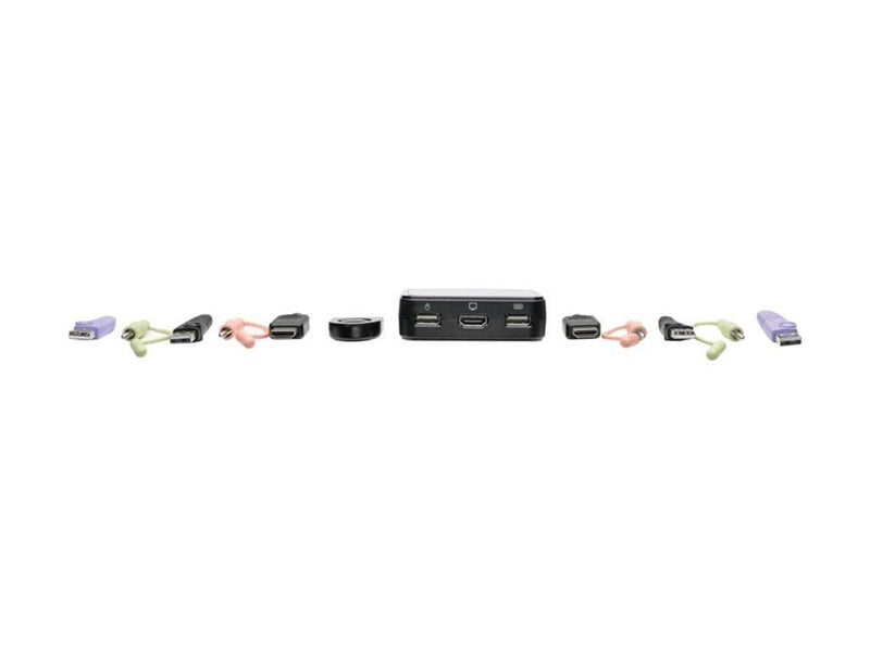 Eaton series 2-Port USB/HD Cable KVM Switch with Audio/Video Cables and USB Peripheral Sharing