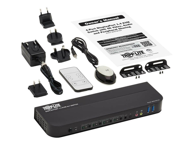Eaton series 4-Port DisplayPort KVM with Dual Console Ports (DP and HDMI) 4K 60Hz 4:4:4 DP1.4 with IR Remote