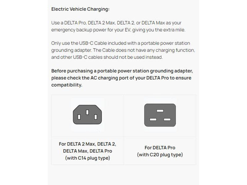 EcoFlow Portable Power Station Grounding Adapter - C14 Socket