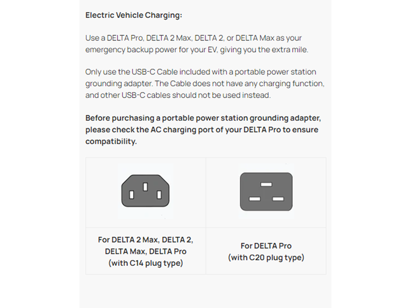 EcoFlow Portable Power Station Grounding Adapter - C20 Socket