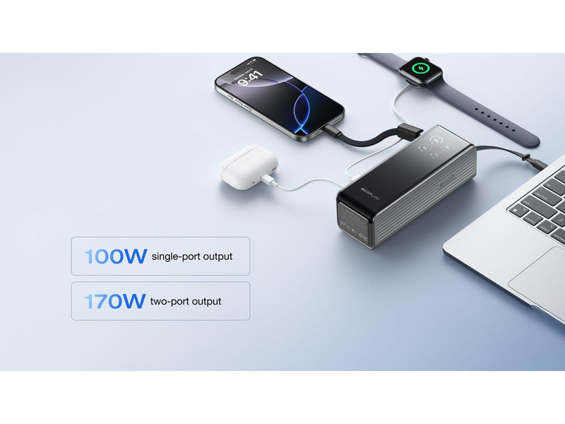 EcoFlow RAPID 25K 170W - 2x Integrierte 100W USB-C-Kabel - 25000 mAh