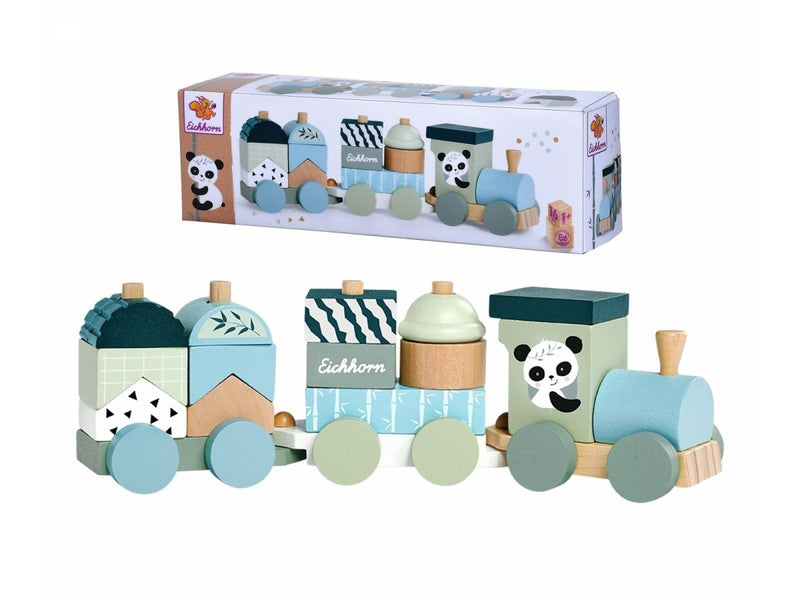 Eichhorn Wooden Block Train Panda 16 pieces.