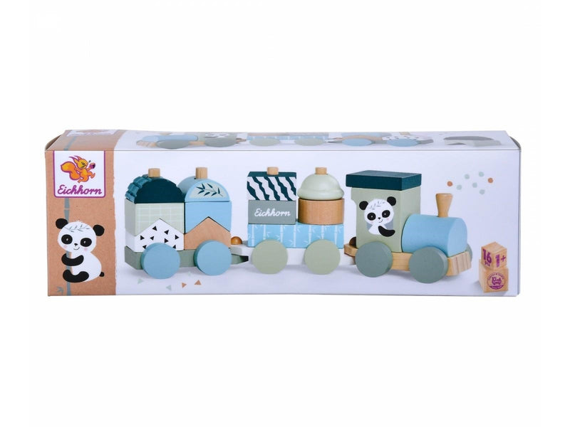 Eichhorn Wooden Block Train Panda 16 pieces.