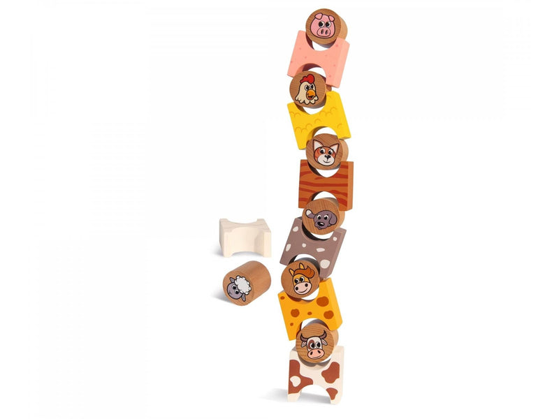 Eichhorn Wooden Stacking Game Farm Animals 14 pieces.