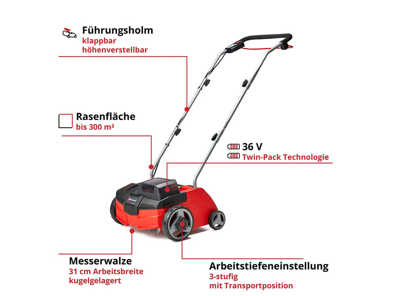 Einhell Vertikutierer GC-SC 36/31 Li-Solo (ohne Akku)