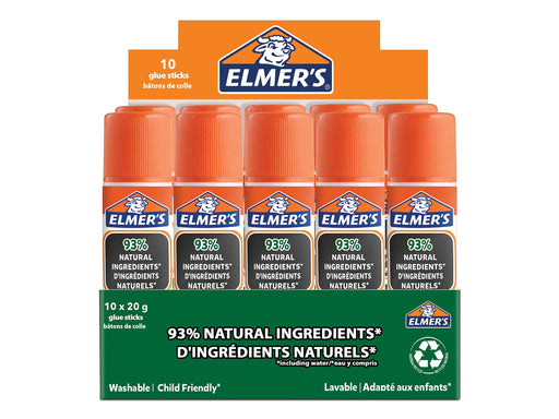 Elmer's ökologische Klebestifte | 93 % natürliche Inhaltsstoffe | 100 % recyceltes Plastik | 20 g | 10 Stück