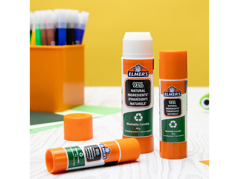Elmer's ökologische Klebestifte | 93 % natürliche Inhaltsstoffe | 100 % recyceltes Plastik | 20 g | 10 Stück