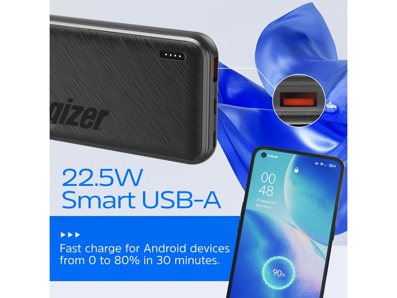 Energizer 10K Powerbank - 22.5W - (2x USB-C PD + USB-A) - 10000 mAh