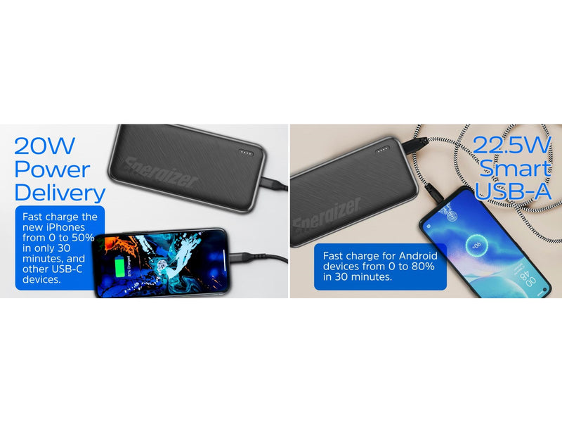 Energizer 10K Powerbank - 22.5W - (2x USB-C PD + USB-A) - 10000 mAh