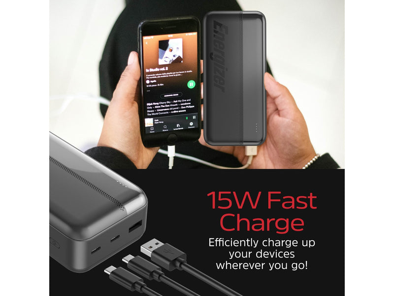 Energizer 30K Powerbank - 15W - 2xUSB-C + USB-A - 30 Wh