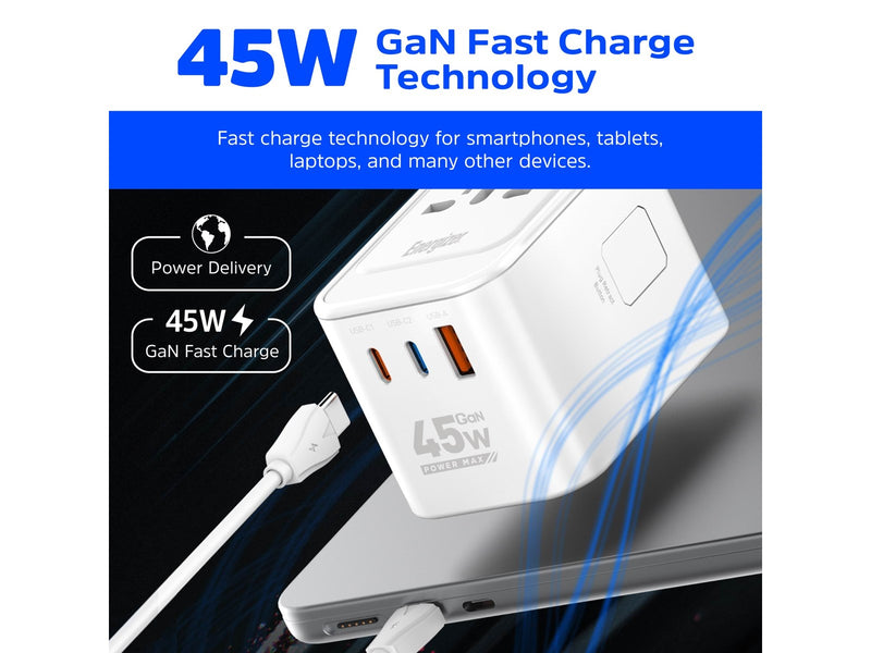 Energizer Globales Reiseladegerät - 45W - PD (2xUSB-C + USB-A)