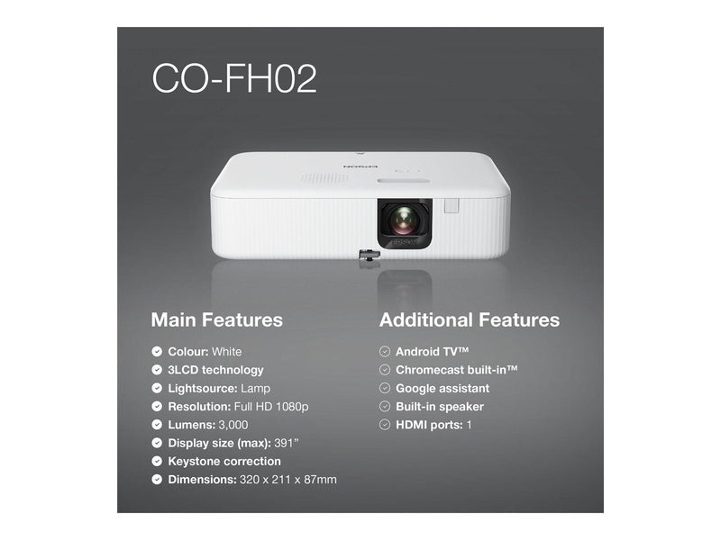 Epson Projektoren CO-FH02 - 1920 x 1080 - 3000 ANSI lumens
