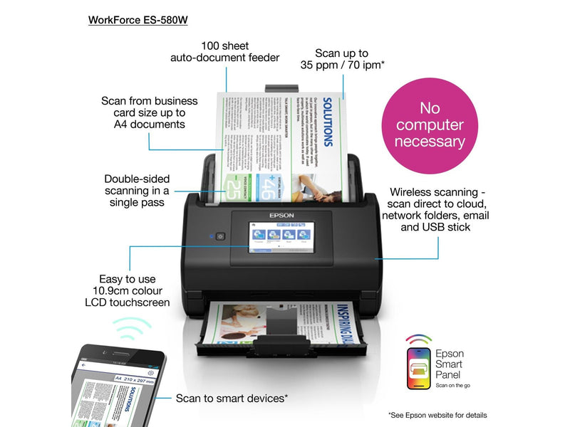 Epson WorkForce ES-580W Document Scanner