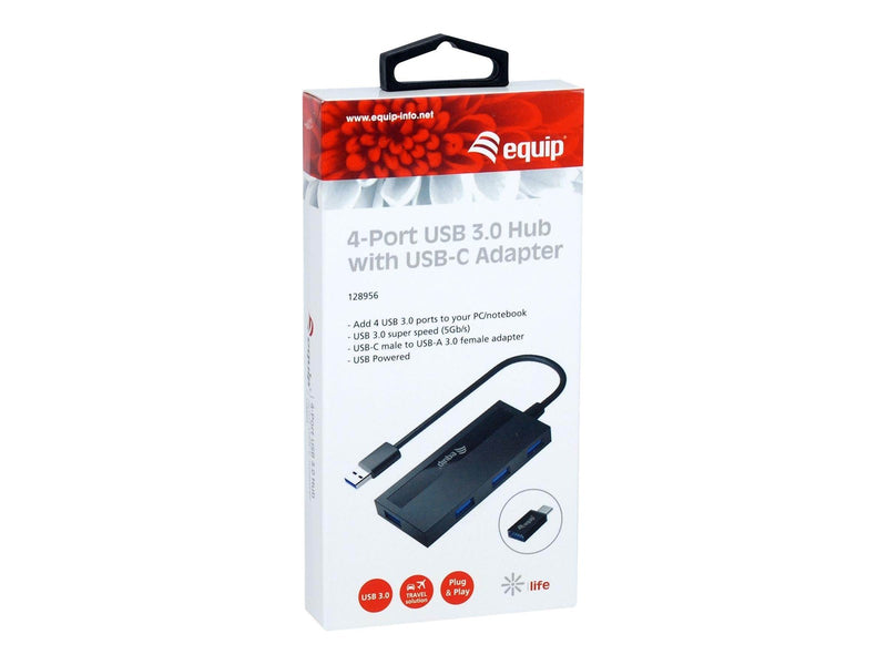 Equip 128956 USB-Hubs - USB 3.2 - 4 - Schwarz