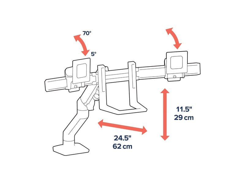 Ergotron HX Dual Monitor Arm Low-Profile Top Mount C-Clamp