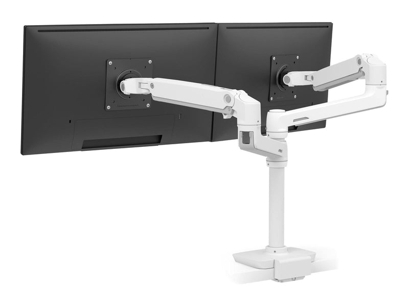 Ergotron LX Dual Stacking Arm (white) with Low-Profile Top-Mount Clamp