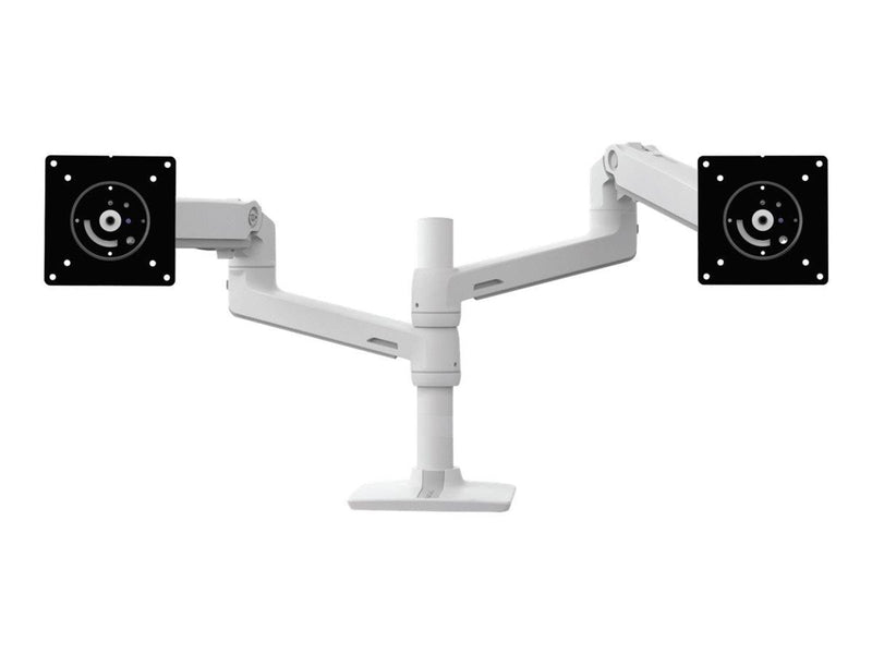 Ergotron LX Dual Stacking Arm (white) with Low-Profile Top-Mount Clamp