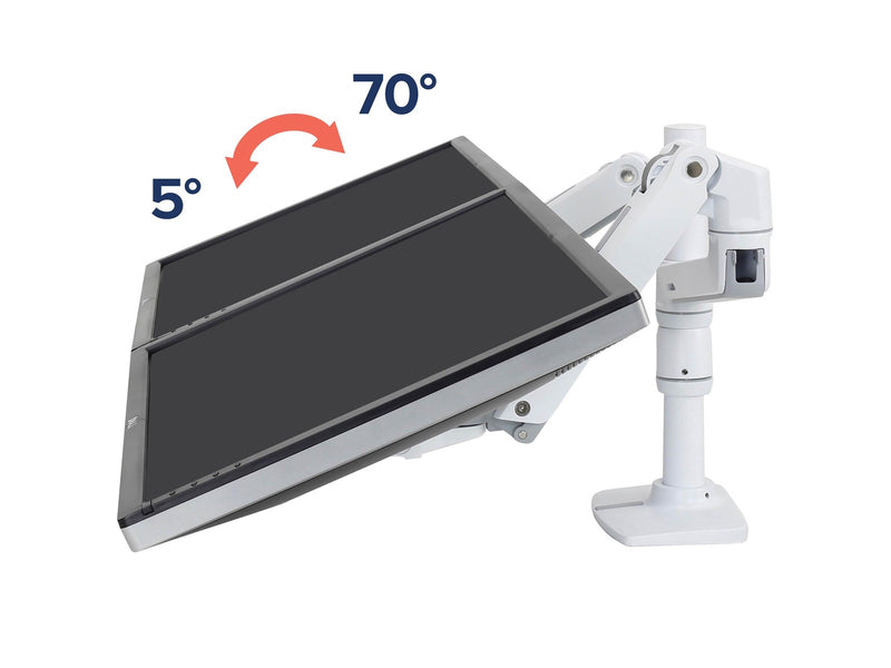 Ergotron LX Dual Stacking Arm (white) with Low-Profile Top-Mount Clamp