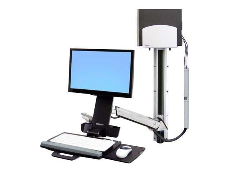Ergotron StyleView Sit-Stand Combo System mit Medium Silver CPU Halter