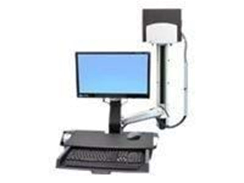 Ergotron StyleView Sit-Stand Combo System mit Worksurface und Medium Silver CPU Halter