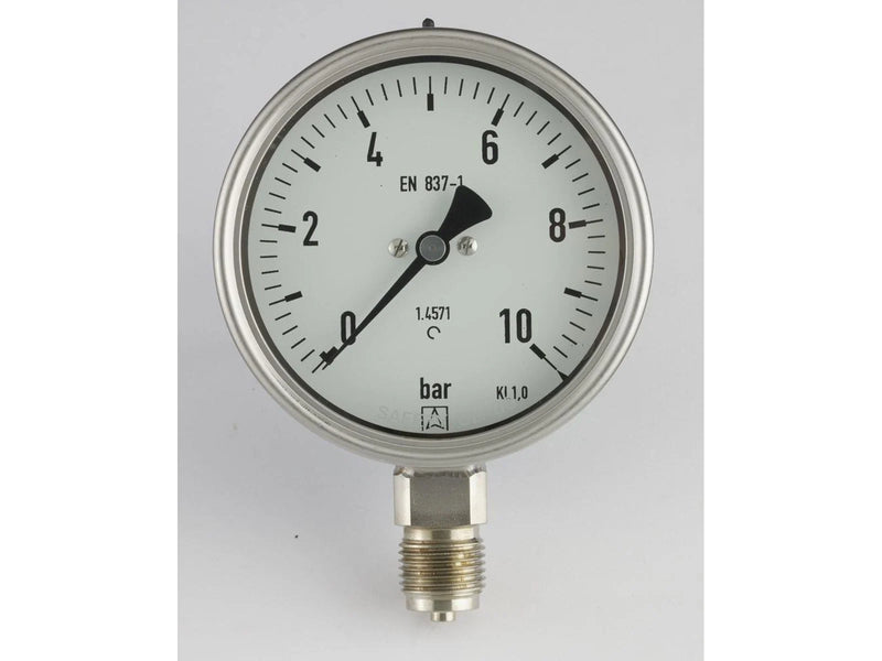 Erik Færgemann Chemical pressure gauge 12 x ø100 0-10 bar low mounted with