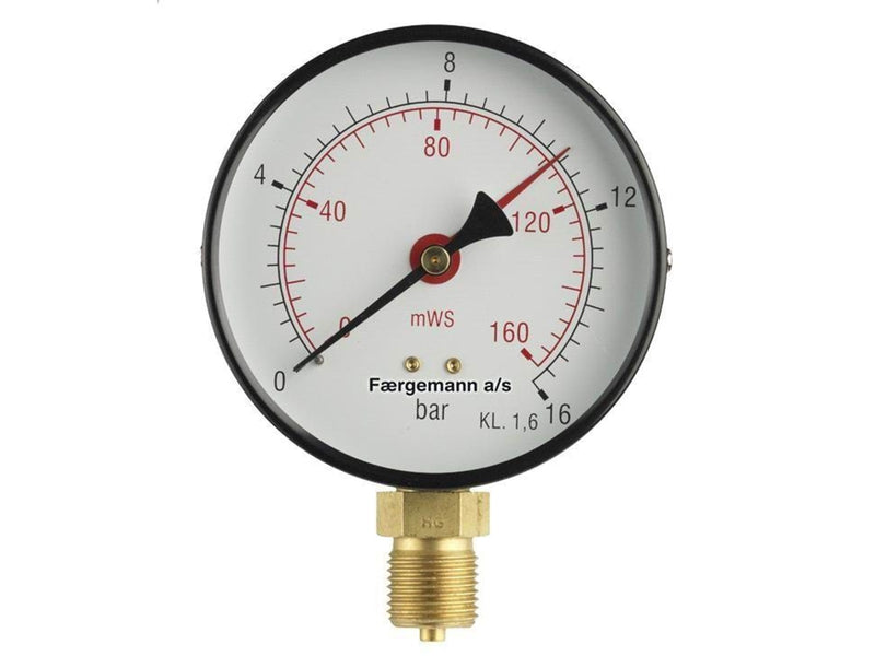 Erik Færgemann Pressure gauge 1/2xø80 0-10 bar/0-100 mvs downward connecto