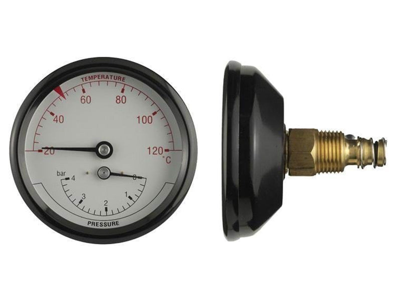 Erik Færgemann Termo/pressure gauge 1/2xø80 0-4 bar/20-120 °c
