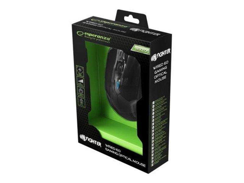 Esperanza MX205 FIGHTER - mouse - USB - green - Maus (Grün)