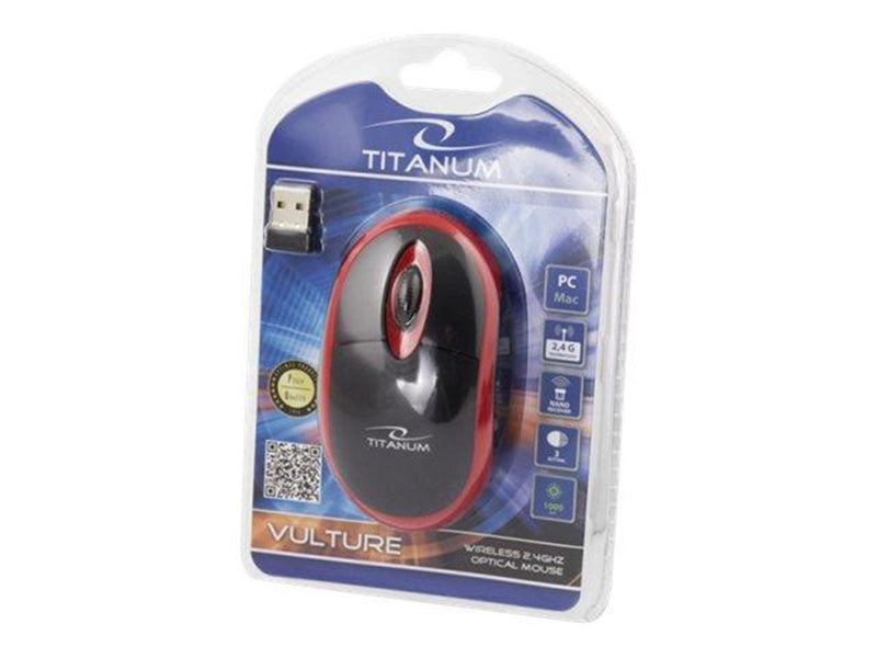 Esperanza Titanum Wireless Optical Mouse 2.4GHz 3D USb Vulture Red - Maus (Rot)