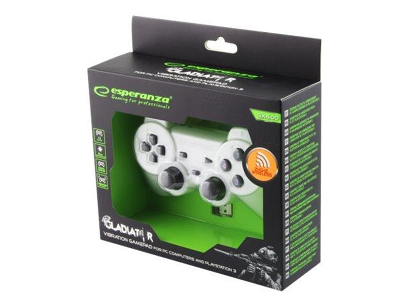 Esperanza Wireless GamePad PS3/PC USB Gladiator White - Wireless Controller - PC