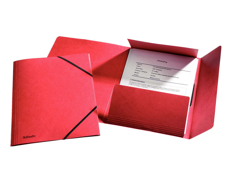 Esselte 3-Flap Folder  Elastic Cardboard A4 Red