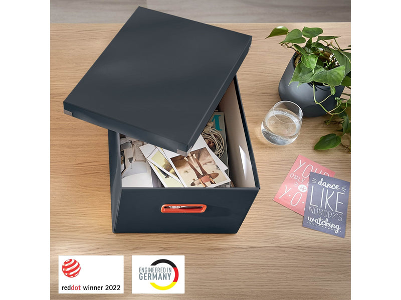 Esselte Click & Store Cosy Aufbewahrungs- und Transportbox Mittel, 85% recycelter Karton, Grau
