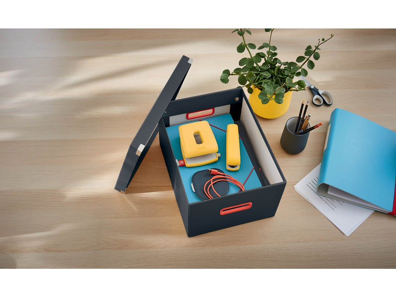 Esselte Click & Store Cosy Aufbewahrungs- und Transportbox Mittel, 85% recycelter Karton, Grau