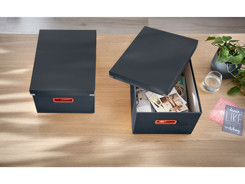 Esselte Click & Store Cosy Aufbewahrungs- und Transportbox Mittel, 85% recycelter Karton, Grau