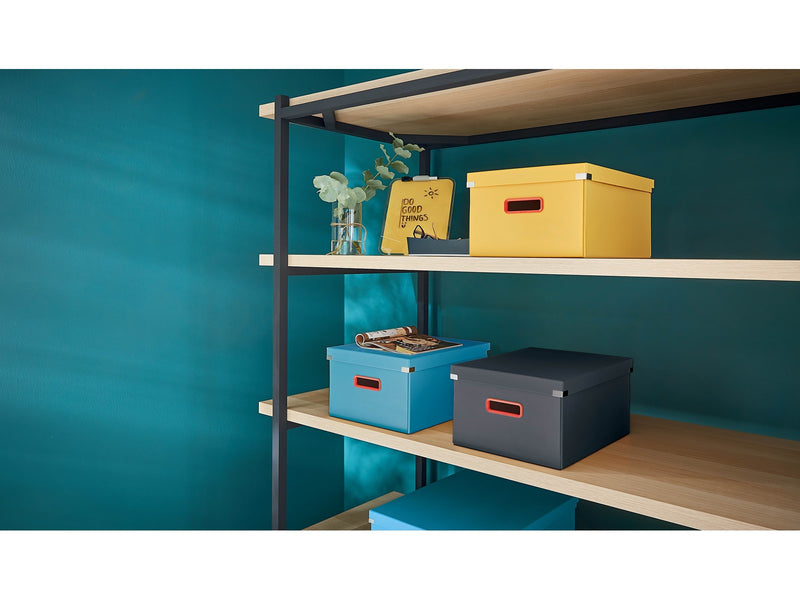 Esselte Click & Store Cosy Aufbewahrungs- und Transportbox Mittel, 85% recycelter Karton, Grau