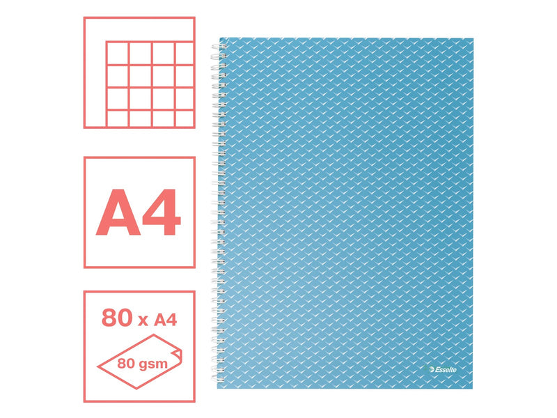 Esselte  Colour'Breeze A4 Collegeblock kariert, Spiralbindung Blau