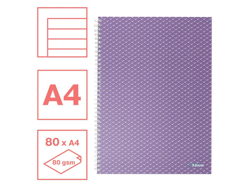 Esselte  Colour'Breeze A4 Collegeblock liniert, Spiralbindung Lavendel
