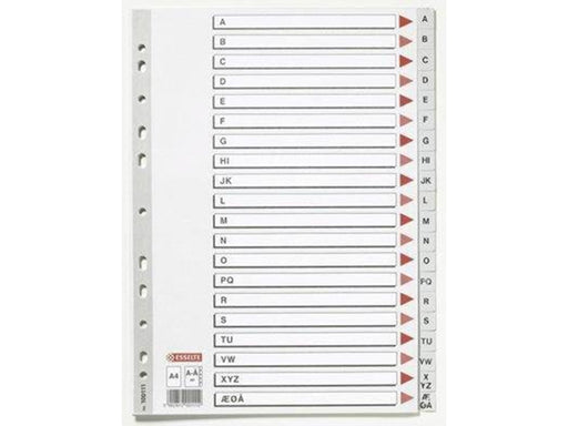 Esselte Index dividers plastic grey a4 a-å w/cardboard frontpage