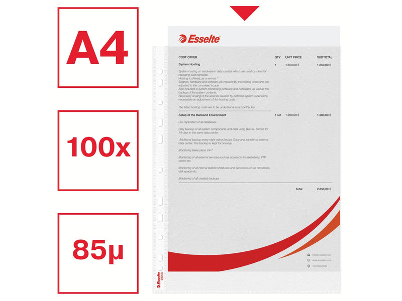 Esselte Qualitäts-Prospekthülle A4, 30 % Pre-Consumer-Recycling-Kunststoff