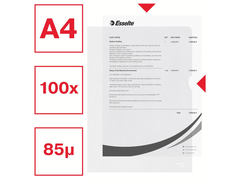 Esselte Standard Sichthülle A4, 30 % Pre-Consumer-Recycling-Kunststoff