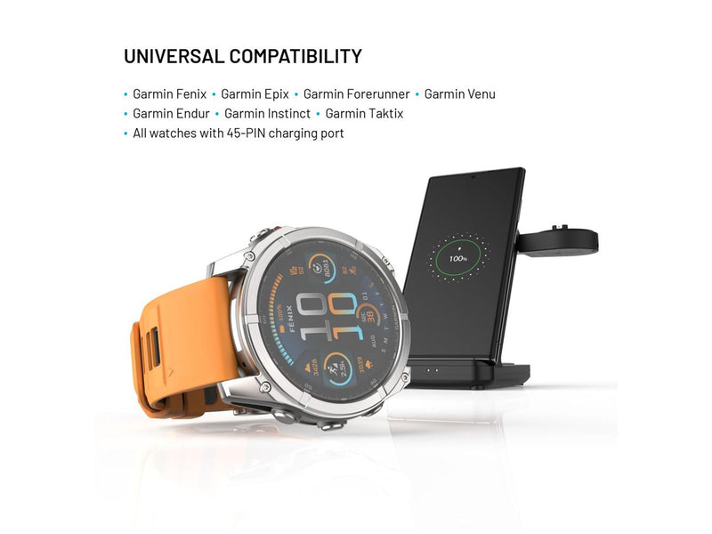 FIXED 3in1 Wireless Charging station designed for Garmin Watch Black