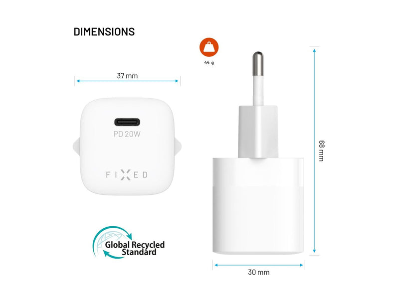 FIXED Fast Mini Home Charger 20W USB-C PD White