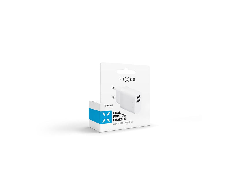 FIXED Home Charger 2xUSB-A 17W White